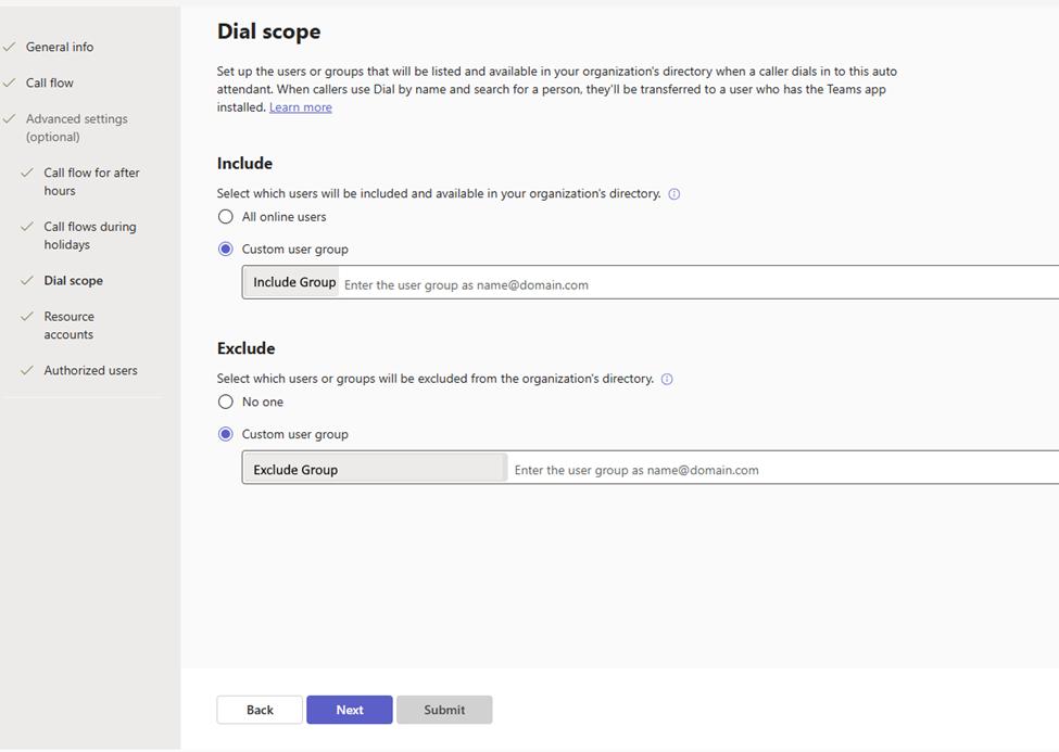 Active Teams Users in Phone Directory