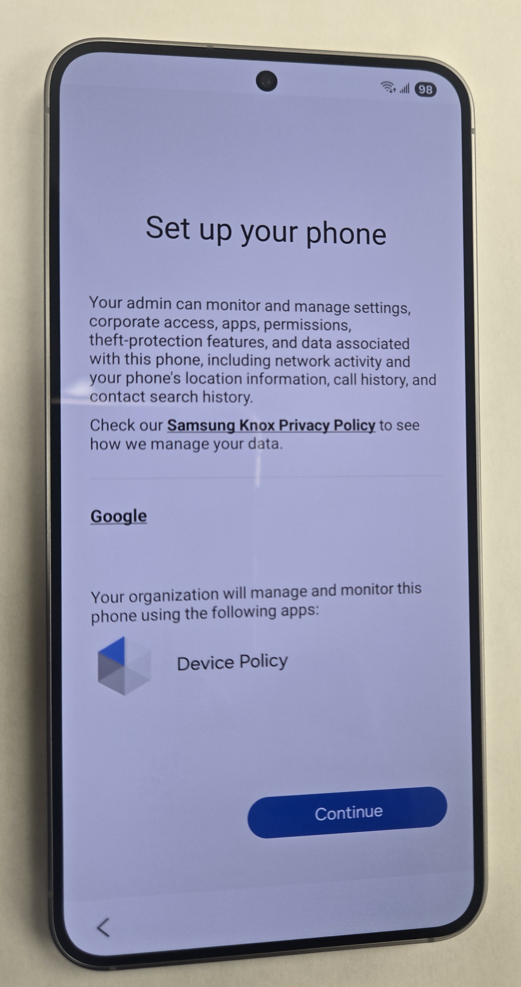 Enrolling an Android Phone