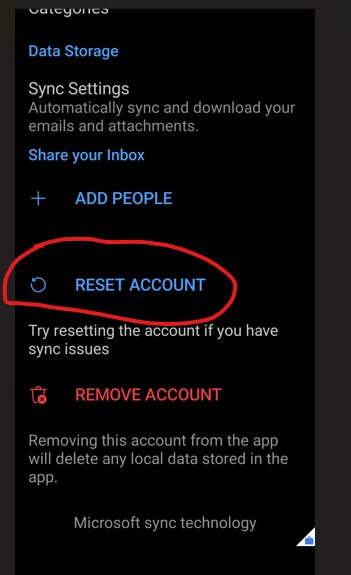 Reset Outlook App Mobile