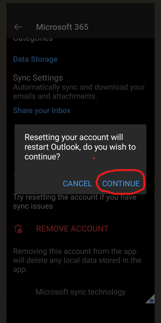 Reset Outlook App Mobile