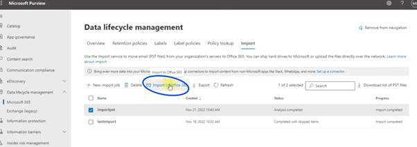 Importing a PST to another Users In-Place Archive